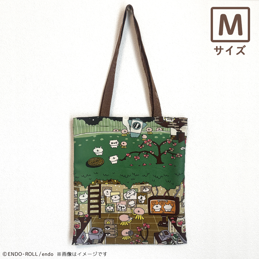 トートバッグ ぺたんこフルカラー（Mサイズ・ブラウン）
